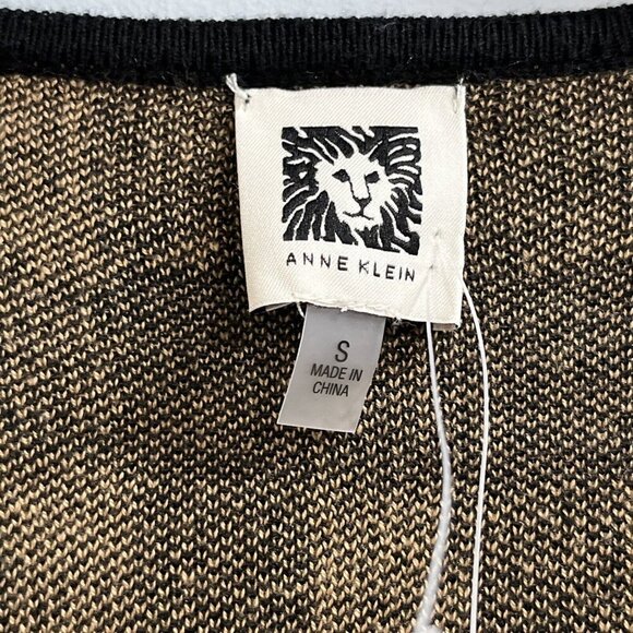 Anne Klein Cardigan Sweater Womens S Black Camel Plaid Toggle Clasp Academia - Picture 4 of 8